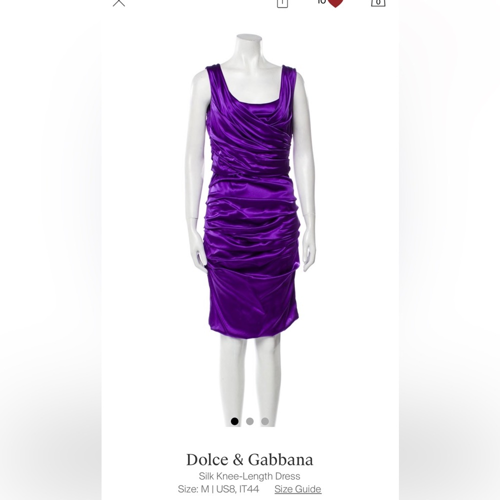 Dolce & Gabbana purple silk draped dress IT44. Purchased from TRR authenticated